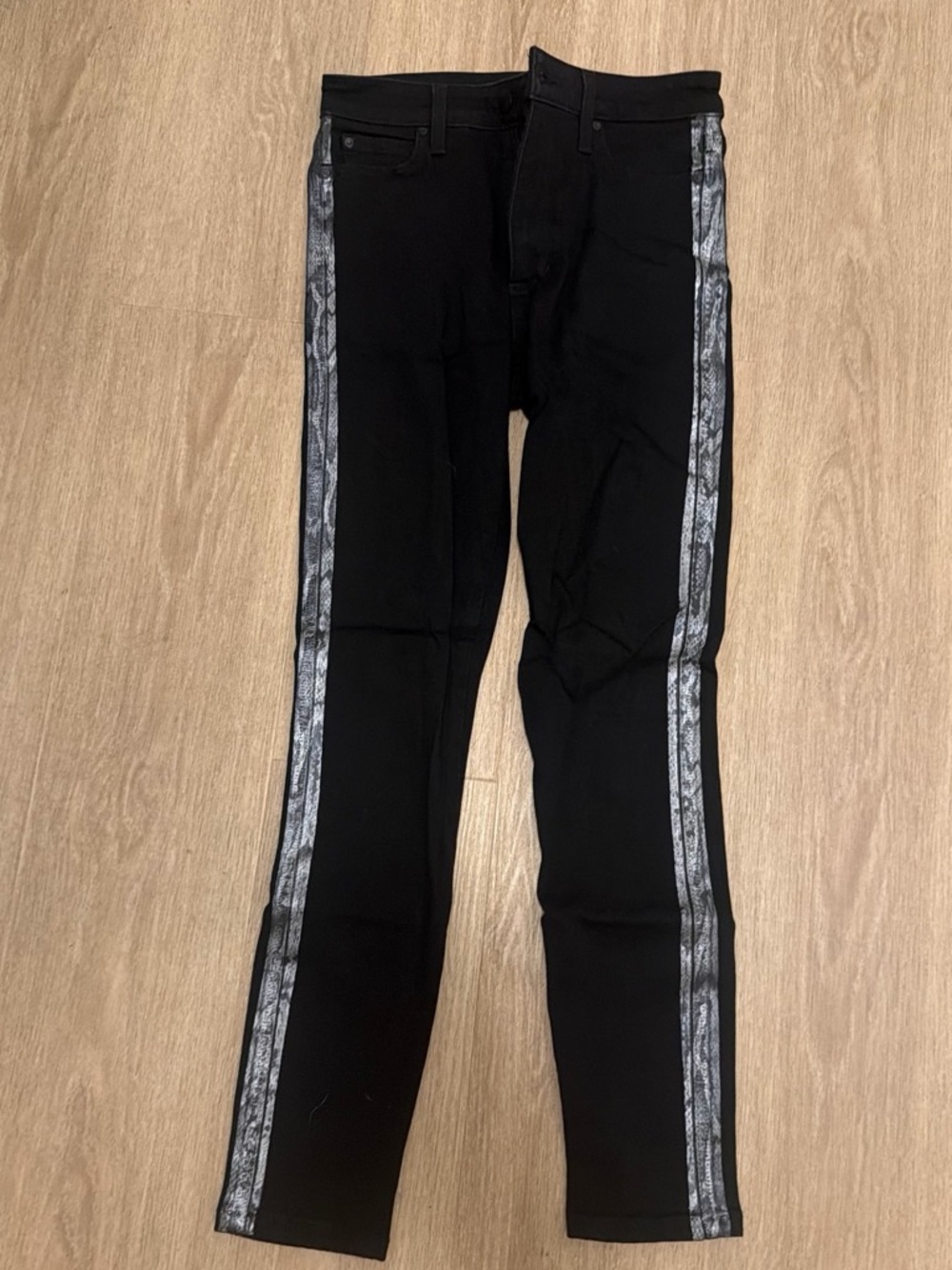 Slim Black women’s Jeans with Metallic Side Stripe